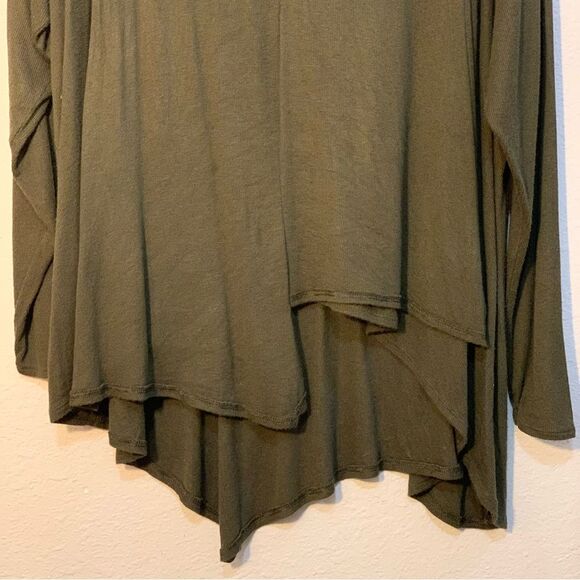 JENNIFER LOPEZ Handkerchief Hem Tunic Top Women’s 1X Green Long Sleeve Ribbed. - Picture 4 of 12